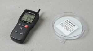 Side by side comparison of ASTM F2170 RH probe test kit and ASTM F1869 calcium chloride moisture test